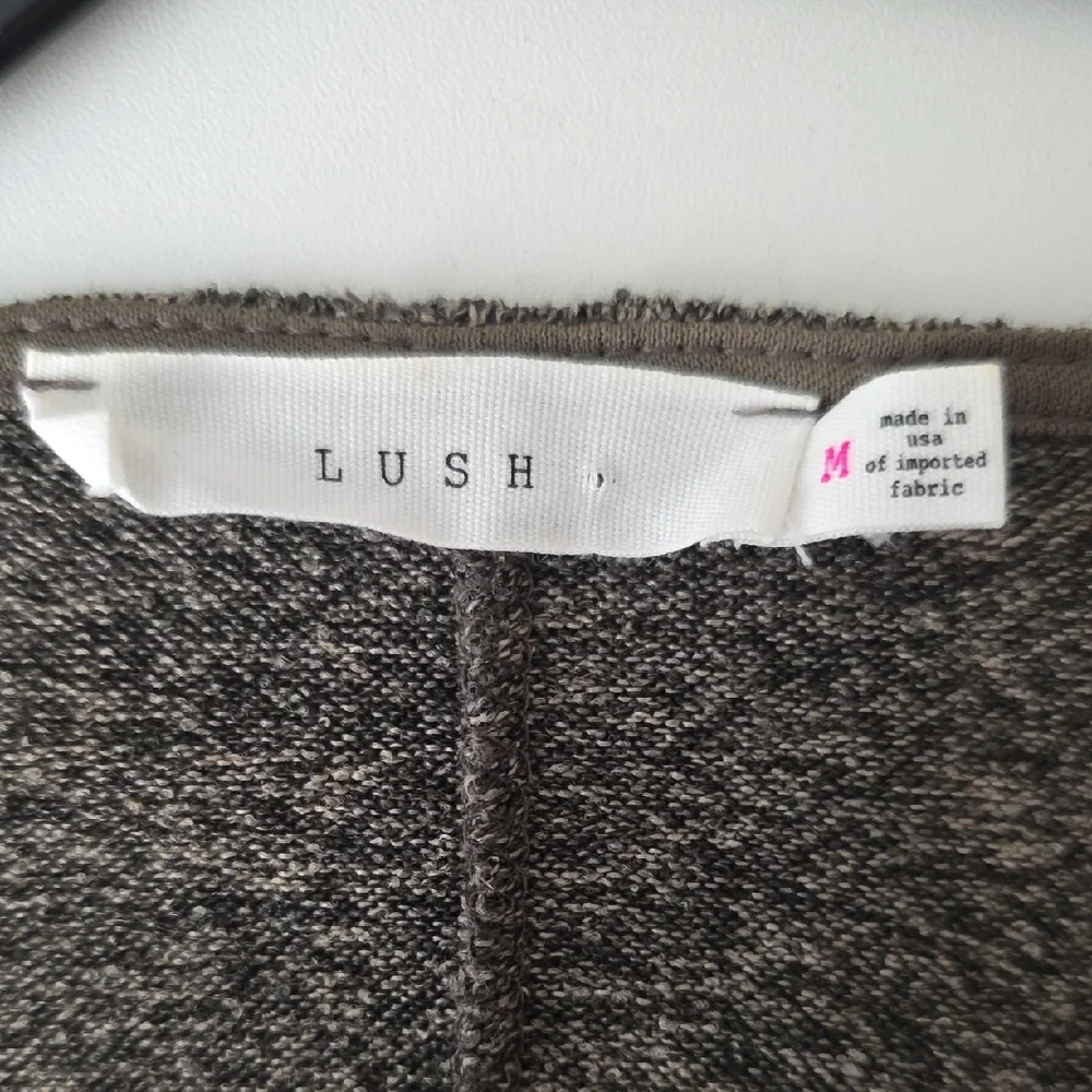 Lush Heathered Taupe Knit Wrap Dress Long Sleeve Tie Waist Mini - Picture 5 of 5